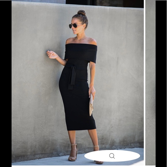 VICI Top Secret Ribbed Off The Shoulder Dress